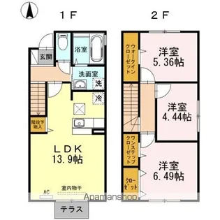 DーROOM学研都市B,C C棟【101号室】の間取り