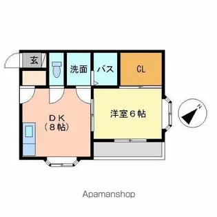 バンベール清水Ⅰ【202号室】の間取り