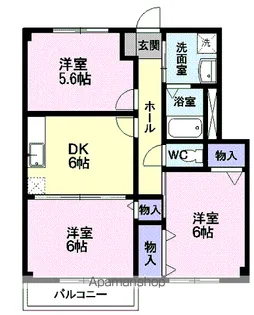 シャンブル・アロリA【1階】の間取り