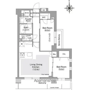 コンフォリア・リヴ文京護国寺【108号室】の間取り