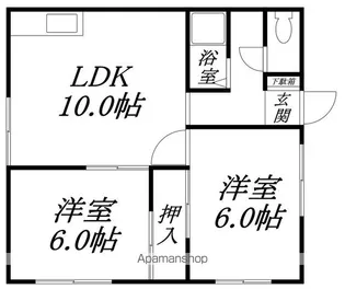 2LDKの間取り画像