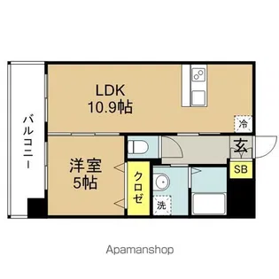 ニューリバー大名【502号室】の間取り