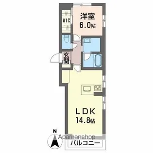 ベレオ赤木 HL【3階】の間取り