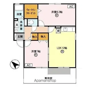 サニーサイドIZUMI B【1階】の間取り