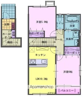 コンフォール常盤台B【201号室】の間取り