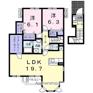ミゾノカワB【2階】の間取り