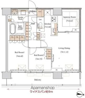 ブランシエスタ木場【11階】の間取り