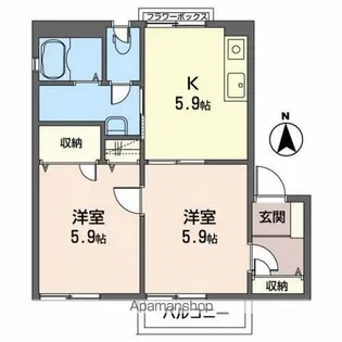グランソレイユC【101号室】の間取り