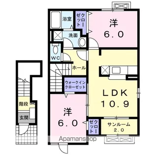 ヒルズ キザキ A【2階】の間取り