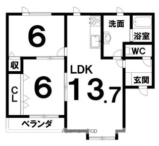 サンドグラス【101号室】の間取り