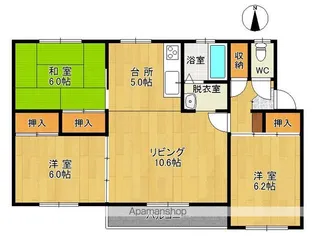 木野東マンションC棟【202号室】の間取り