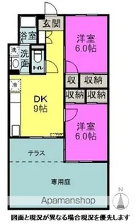 グリーンアレイ高砂Ⅱ【102号室】の間取り