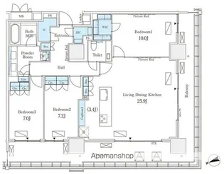 ロイヤルパークス品川【28階】の間取り