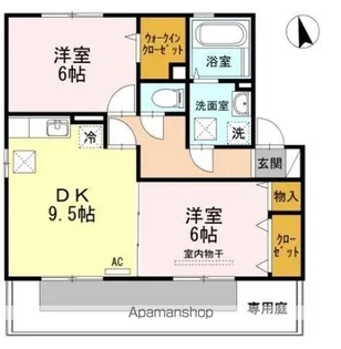 ラ リビエール ヴィラージュII【1階】の間取り