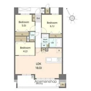 SーRESIDENCE愛宕SOUTH【4階】の間取り