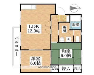 サンリバー【A201号室】の間取り
