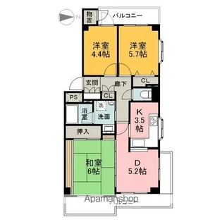 ハイツ入間【5階】の間取り