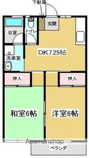 ハイツ・ソレイユB棟【1階】の間取り