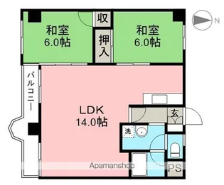 島谷グランドハイツ【4階】の間取り