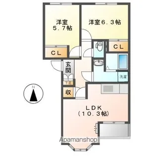 カーザ 浅野【2階】の間取り