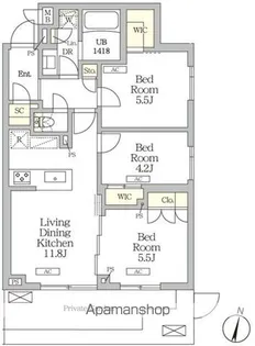 ミレーネ滝野川【1階】の間取り