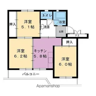 ビレッジハウス井村2号棟【5階】の間取り