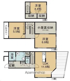 西洋イズムNAGAYA【参号室】の間取り