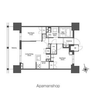 LIBR GRANT 西新宿EAST【9階】の間取り