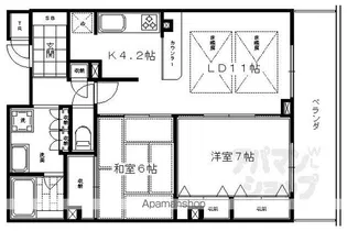 エアリアルシティ四条堀川【8F号室】の間取り
