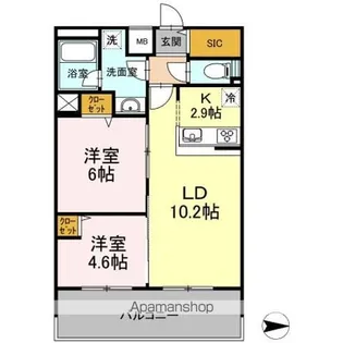 東京都新宿区弁天町【マンション】の間取り