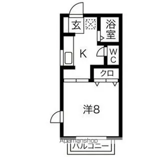プリムヴェール館向B【1階】の間取り