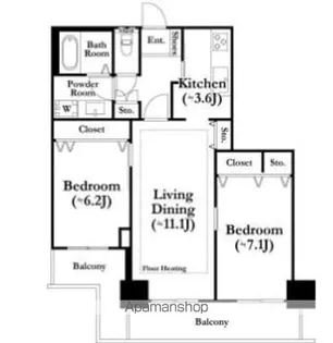 河田町ガーデン 1号棟【3階】の間取り