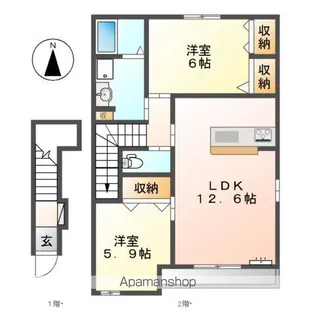 2LDKの間取り画像