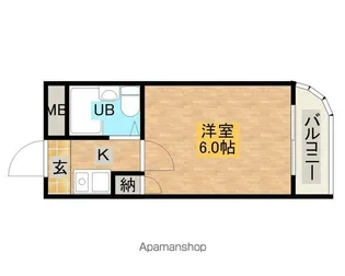 ラフォーレ助松【1D号室】の間取り