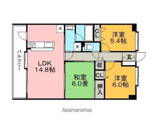 エバーライフネアシティ久留米壱番館【504号室】の間取り
