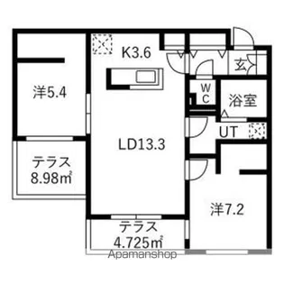 AURA GRANDEE MINAMI SAPPORO(アウラ【102号室】の間取り