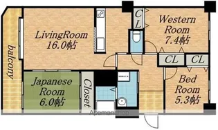 オリエンタルコート大友【11階】の間取り