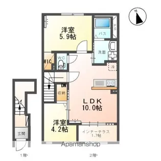 リバレイン南川【2階】の間取り