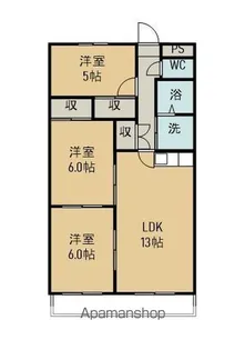 サンビレッジ・高ノ宮【2-D号室】の間取り