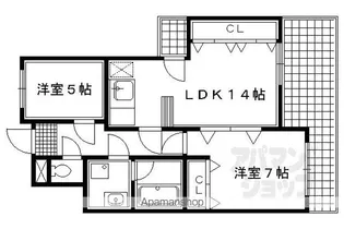 御所西ロイヤルプラザ【405号室】の間取り