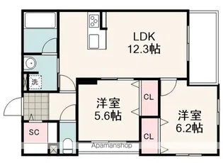 VIOLA桜橋【203号室】の間取り