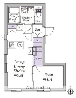 アトリオフラッツ日暮里【1階】の間取り