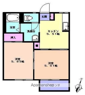 ハピネスタウンC【202号室】の間取り