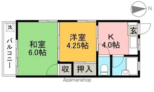 中越コーポ【3階】の間取り