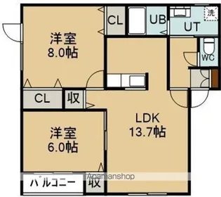 ラルゴ【101号室】の間取り