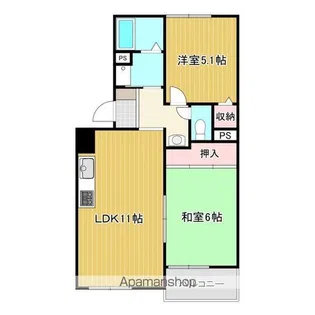岡田山ハイツ A棟【201号室号室】の間取り