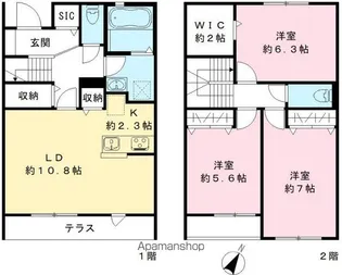 THE PARK.A・B棟【B-1号室号室】の間取り