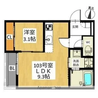 GRANDTIC金山【1階】の間取り