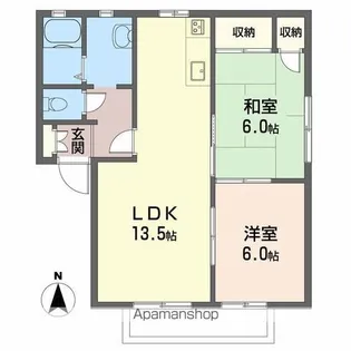 メゾン北野 B棟【1階】の間取り