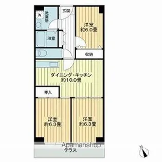 ソフトタウンニュー谷津遊園【1階】の間取り